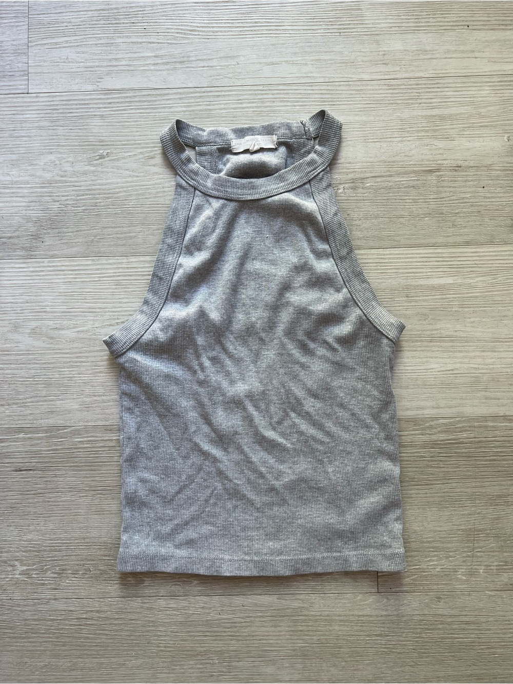 Truly Madly Deeply Grey Ribbed High Neck Tank  Size S